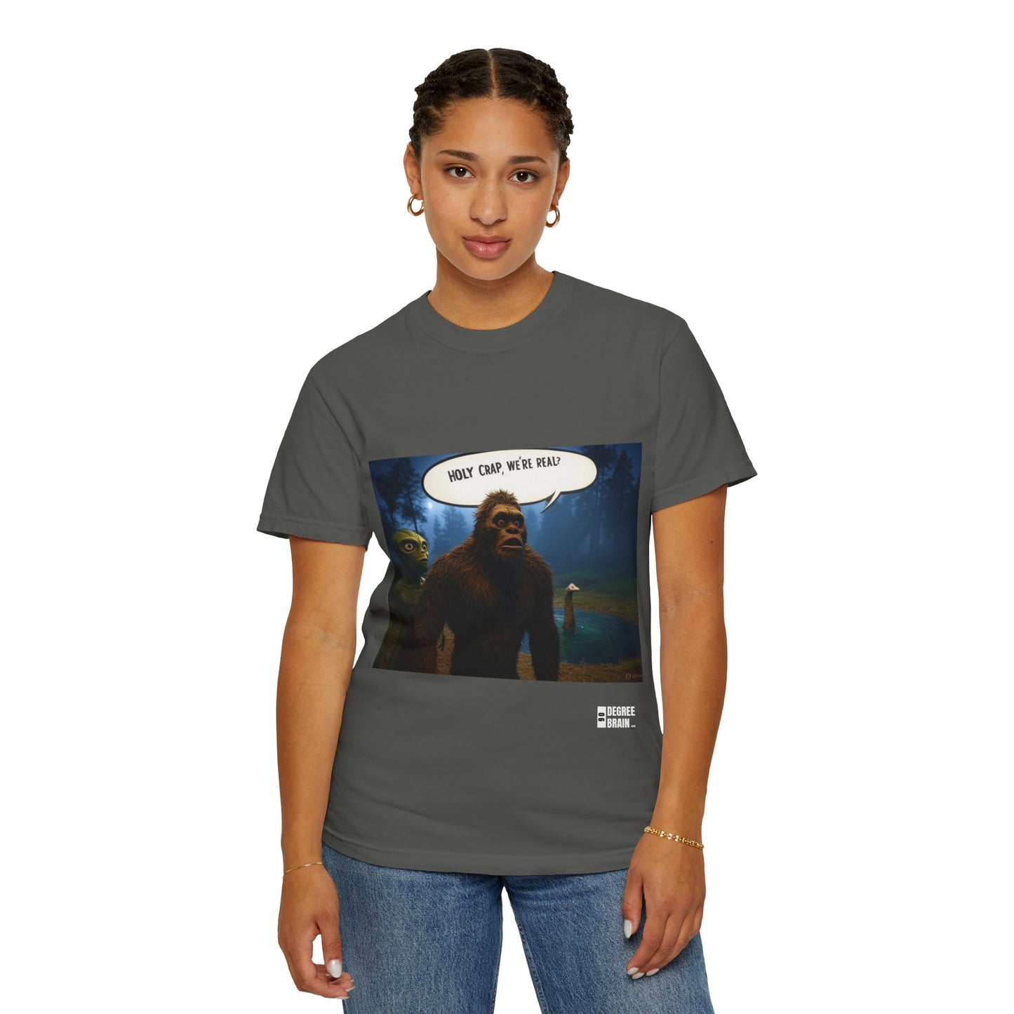 "Holy Crap, We're Real?" Unisex Garment Dyed T-Shirt