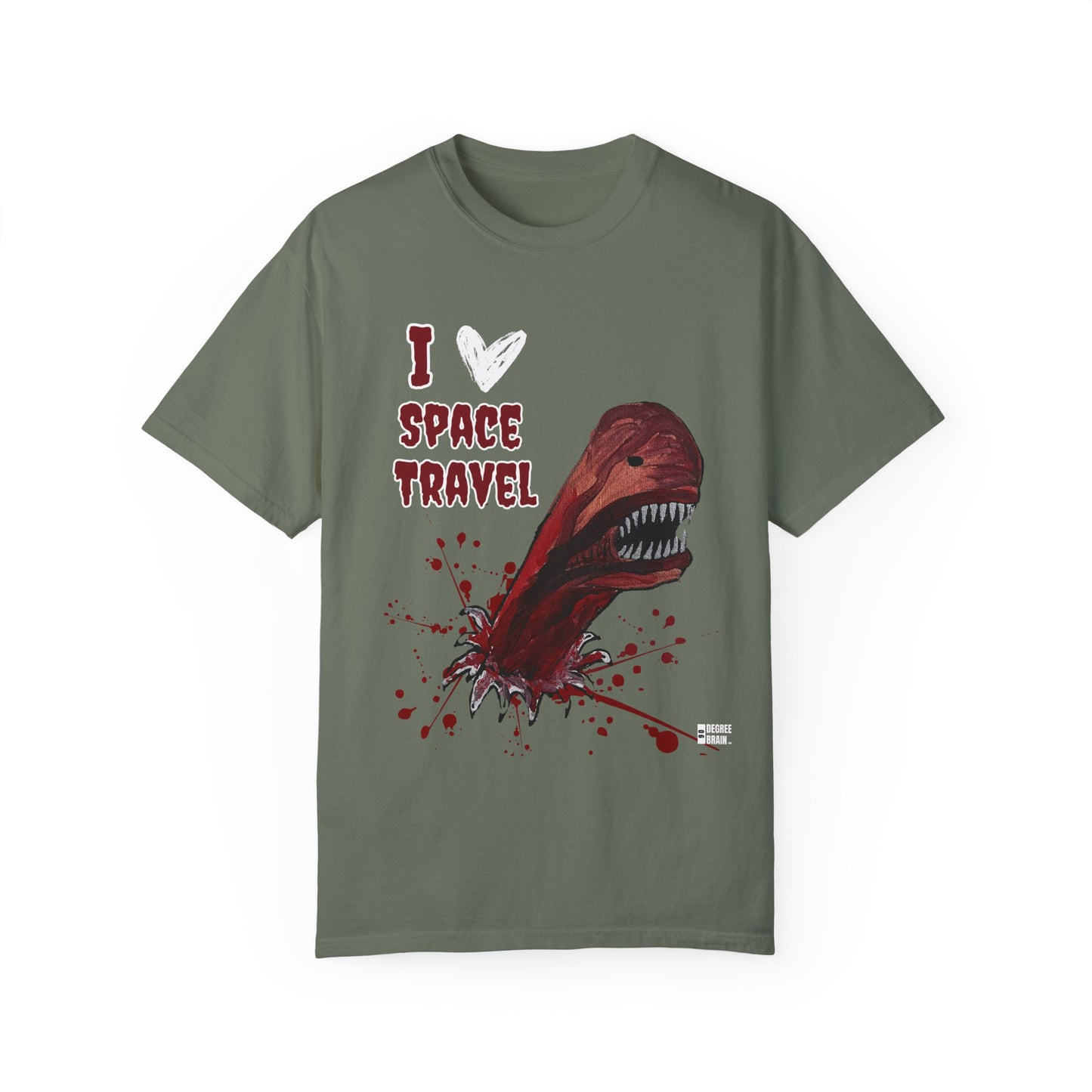 "I Heart Space Travel" Unisex Garment Dyed T-Shirt