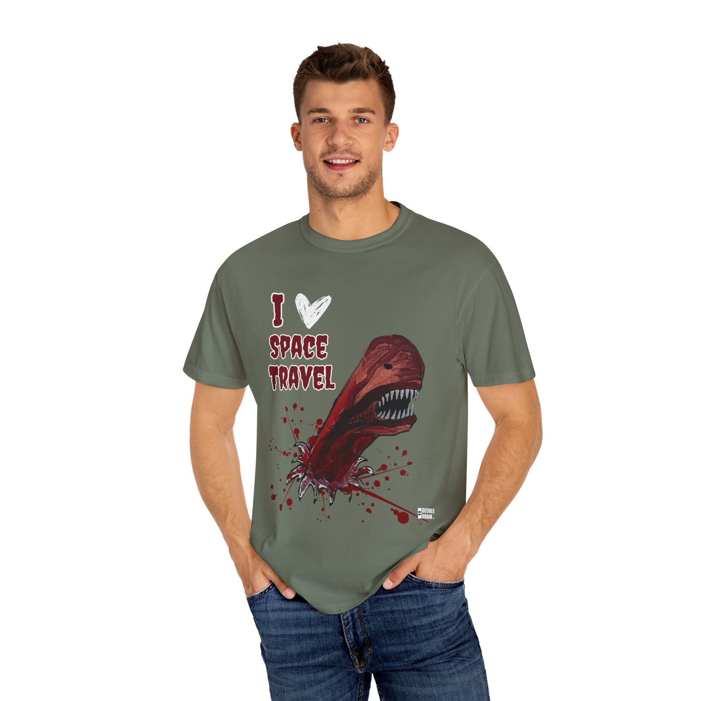 "I Heart Space Travel" Unisex Garment Dyed T-Shirt