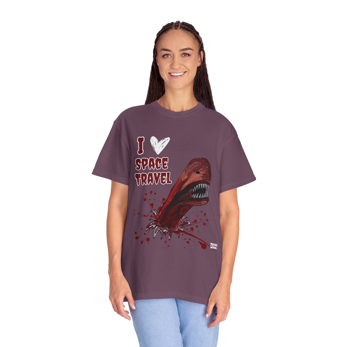 "I Heart Space Travel" Unisex Garment Dyed T-Shirt