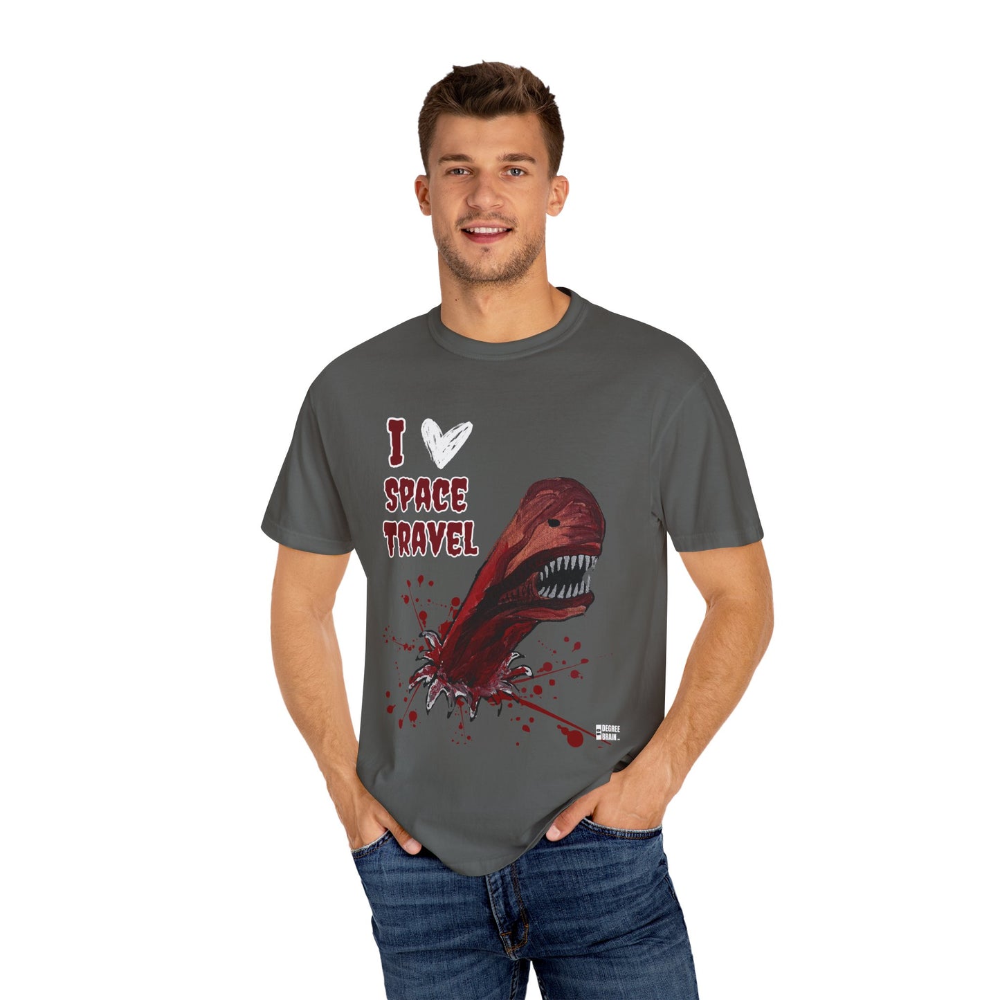 "I Heart Space Travel" Unisex Garment Dyed T-Shirt