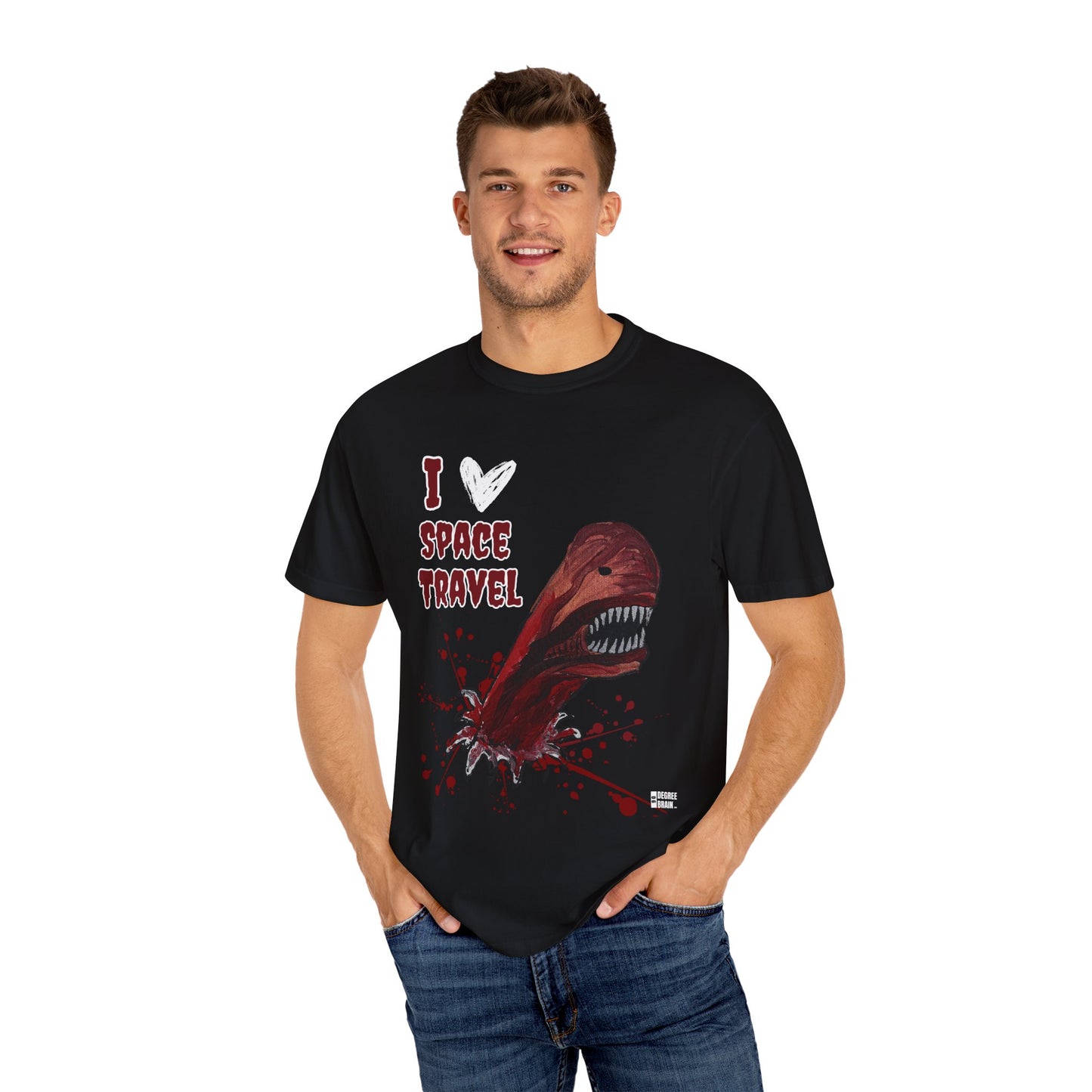 "I Heart Space Travel" Unisex Garment Dyed T-Shirt