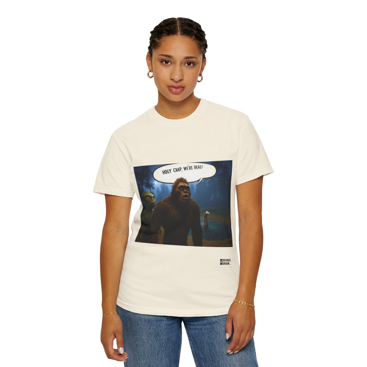 "Holy Crap, We're Real?" Unisex Garment Dyed T-Shirt