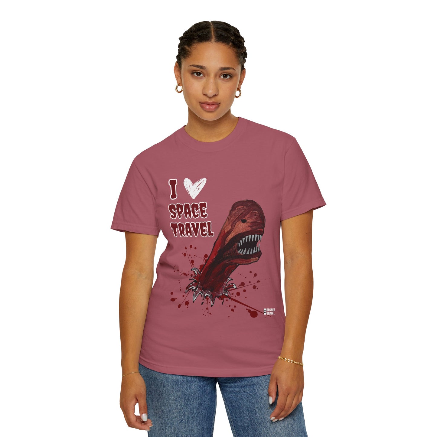 "I Heart Space Travel" Unisex Garment Dyed T-Shirt