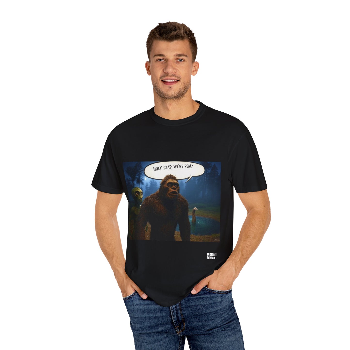 "Holy Crap, We're Real?" Unisex Garment Dyed T-Shirt