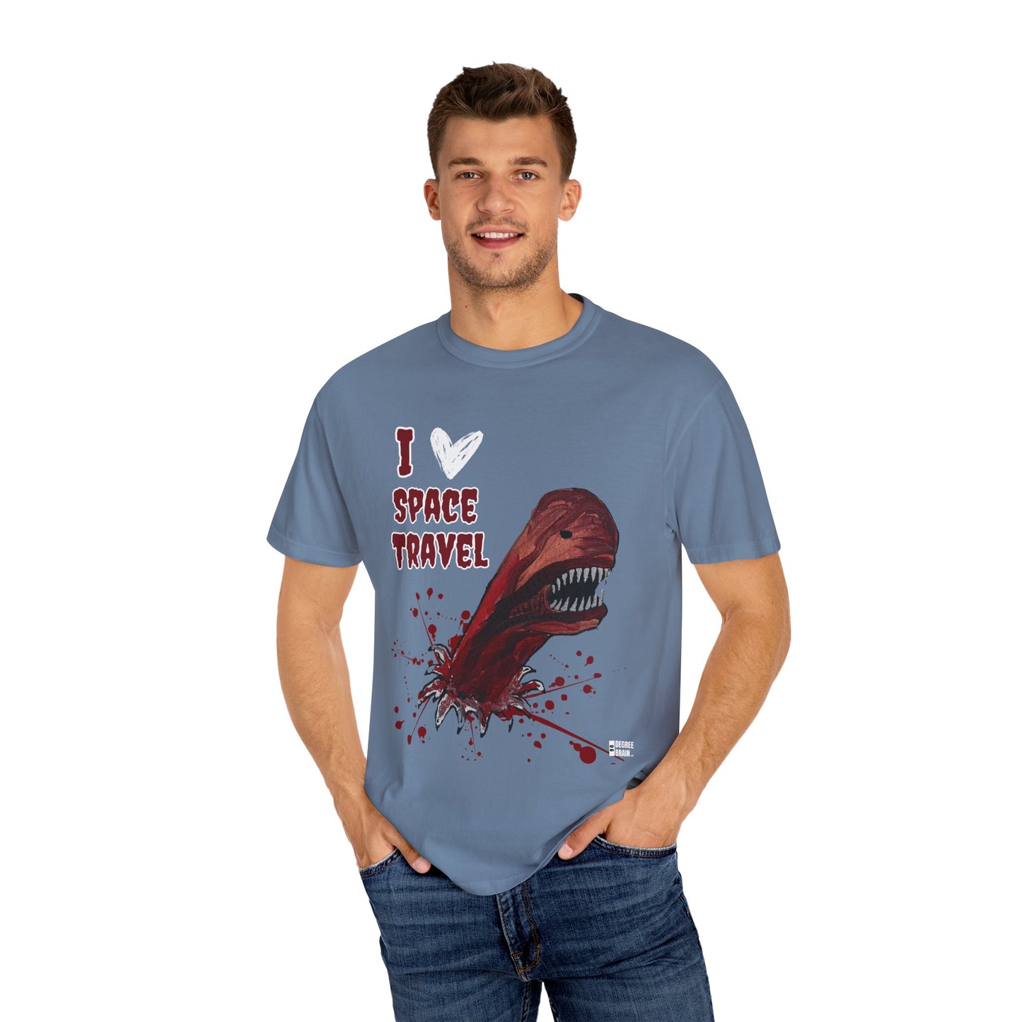 "I Heart Space Travel" Unisex Garment Dyed T-Shirt
