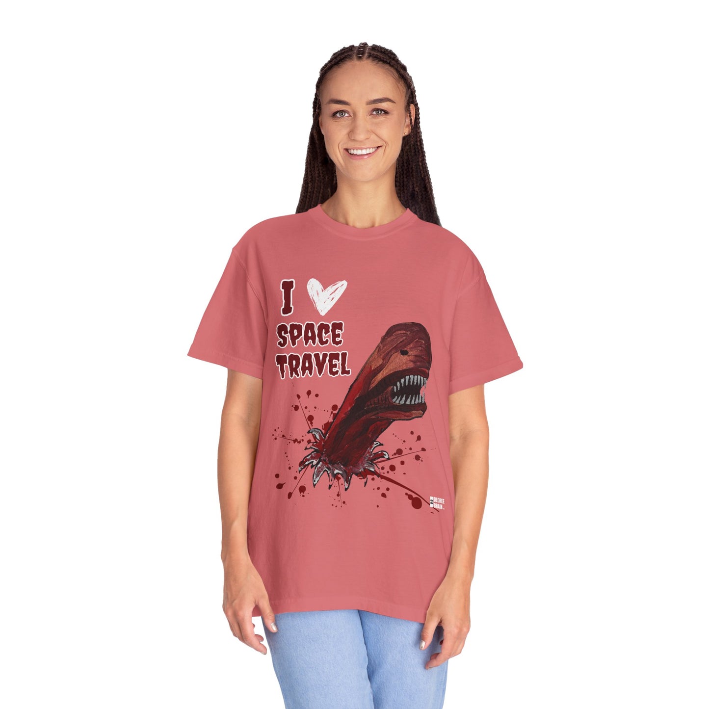 "I Heart Space Travel" Unisex Garment Dyed T-Shirt