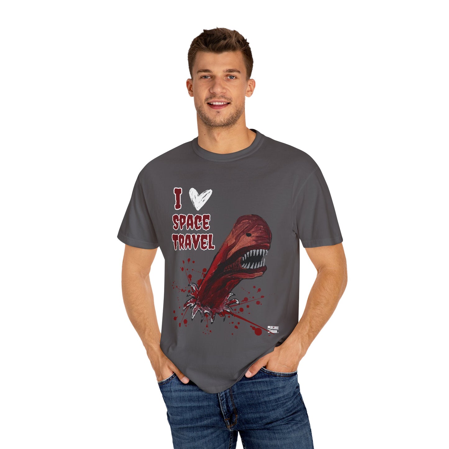 "I Heart Space Travel" Unisex Garment Dyed T-Shirt