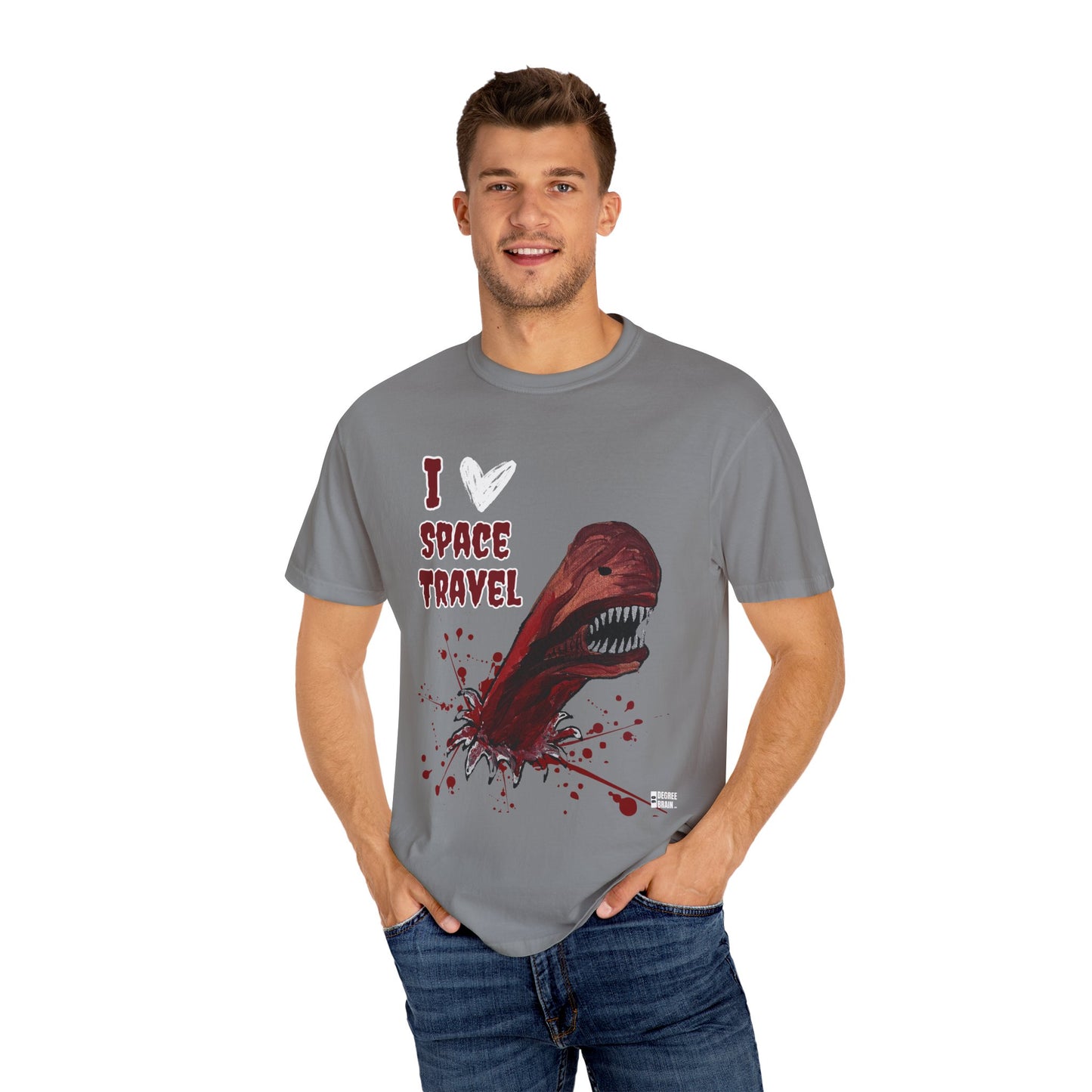 "I Heart Space Travel" Unisex Garment Dyed T-Shirt