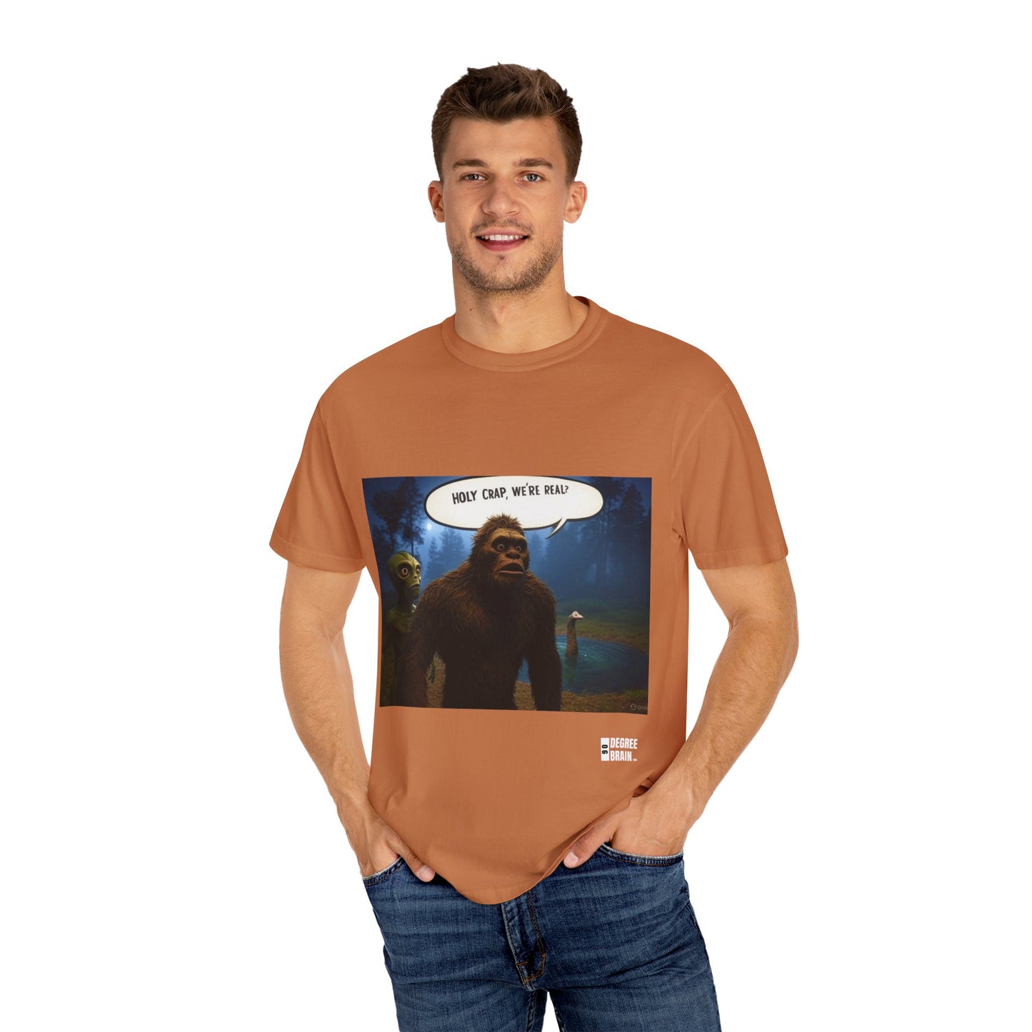 "Holy Crap, We're Real?" Unisex Garment Dyed T-Shirt
