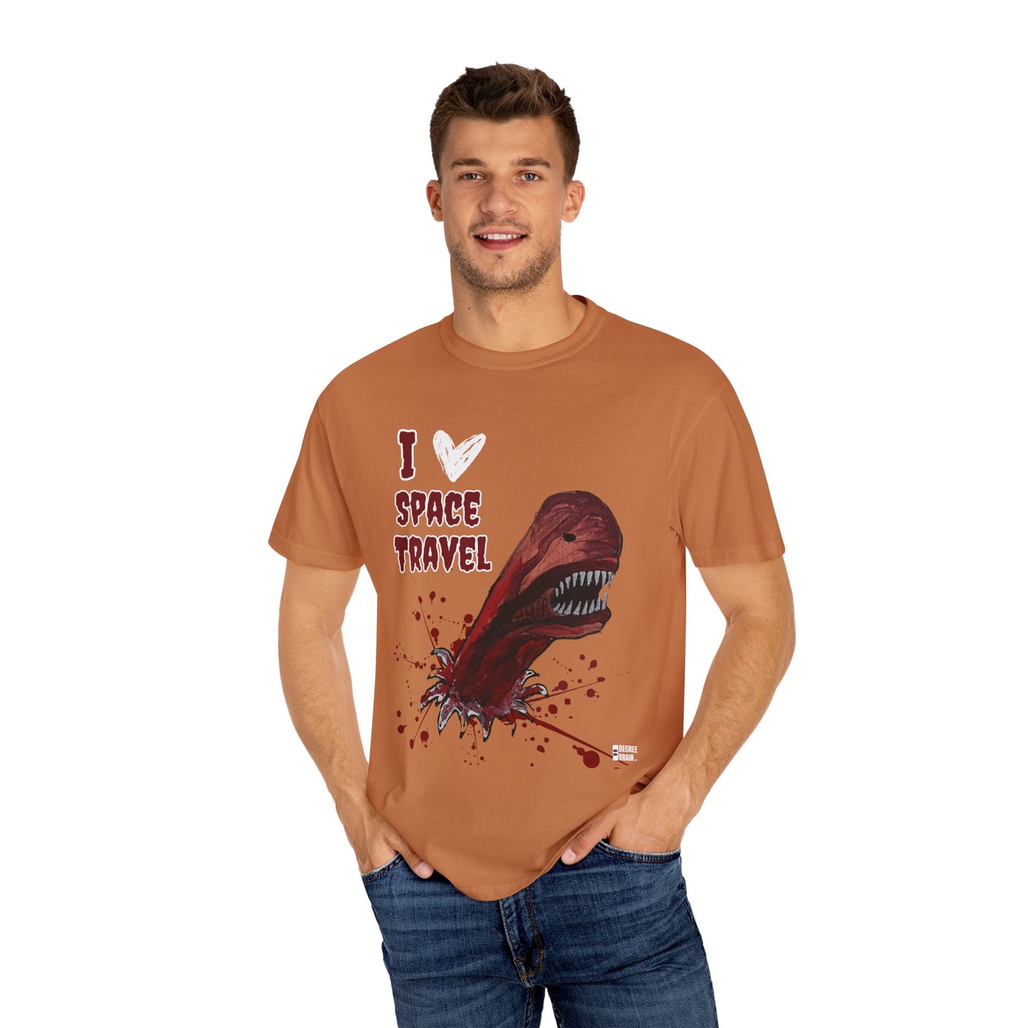 "I Heart Space Travel" Unisex Garment Dyed T-Shirt