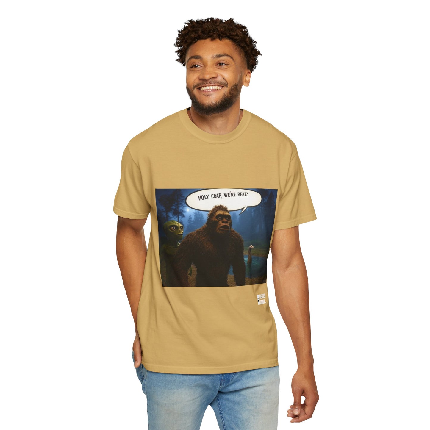 "Holy Crap, We're Real?" Unisex Garment Dyed T-Shirt