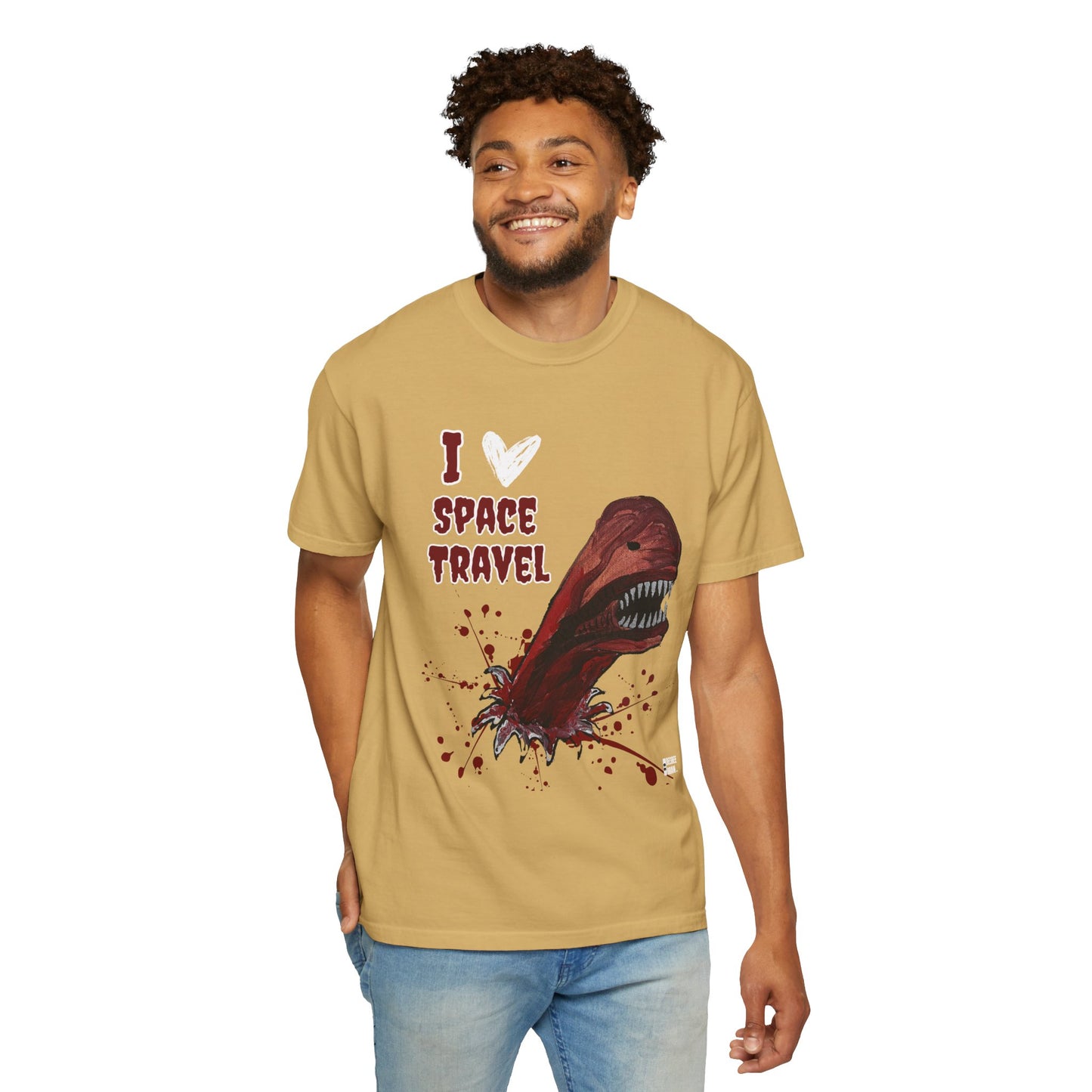 "I Heart Space Travel" Unisex Garment Dyed T-Shirt