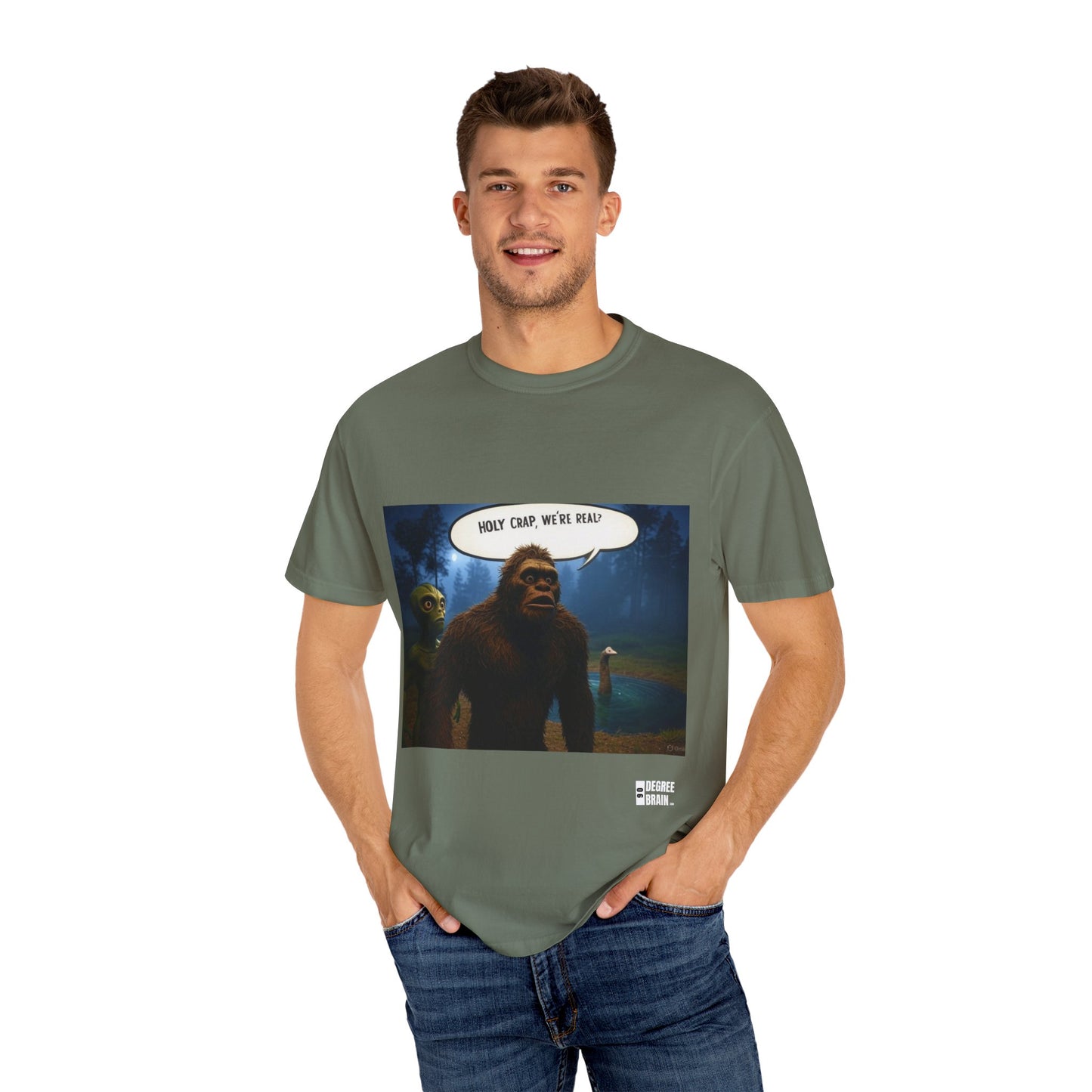 "Holy Crap, We're Real?" Unisex Garment Dyed T-Shirt