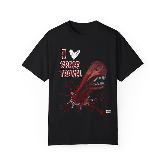 "I Heart Space Travel" Unisex Garment Dyed T-Shirt