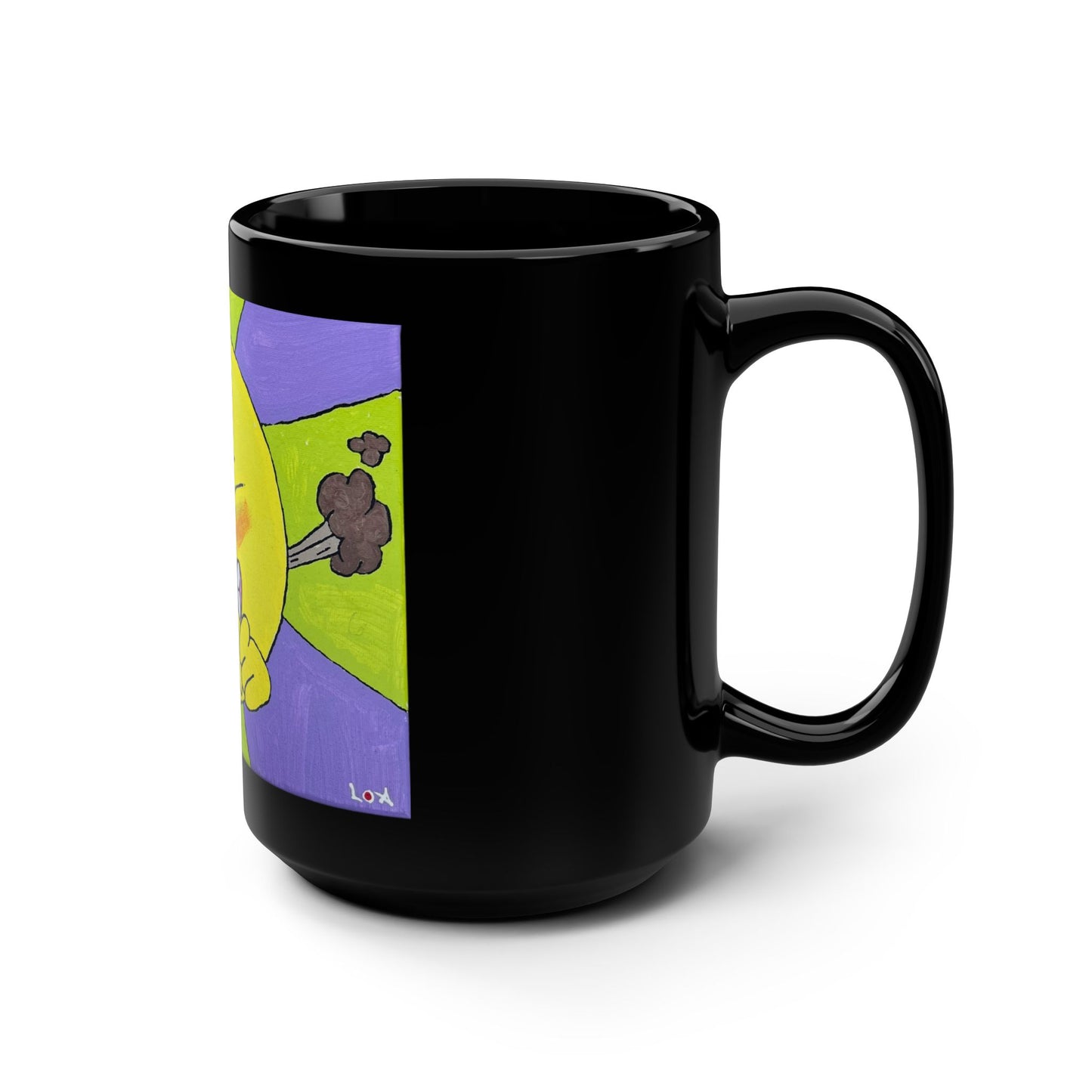 "Good Morning Poof!" 15oz Black Ceramic Coffee Tea Mug