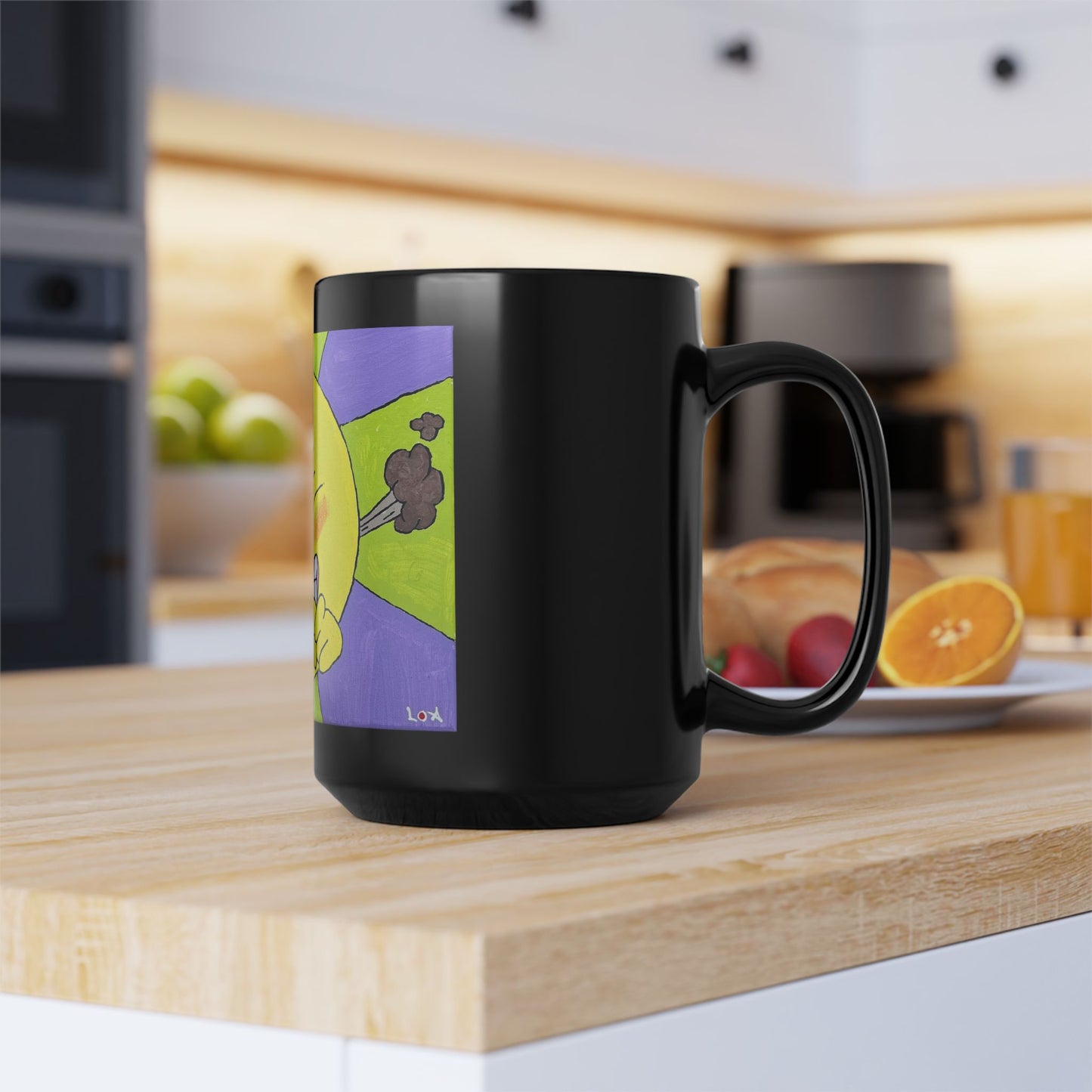 "Good Morning Poof!" 15oz Black Ceramic Coffee Tea Mug